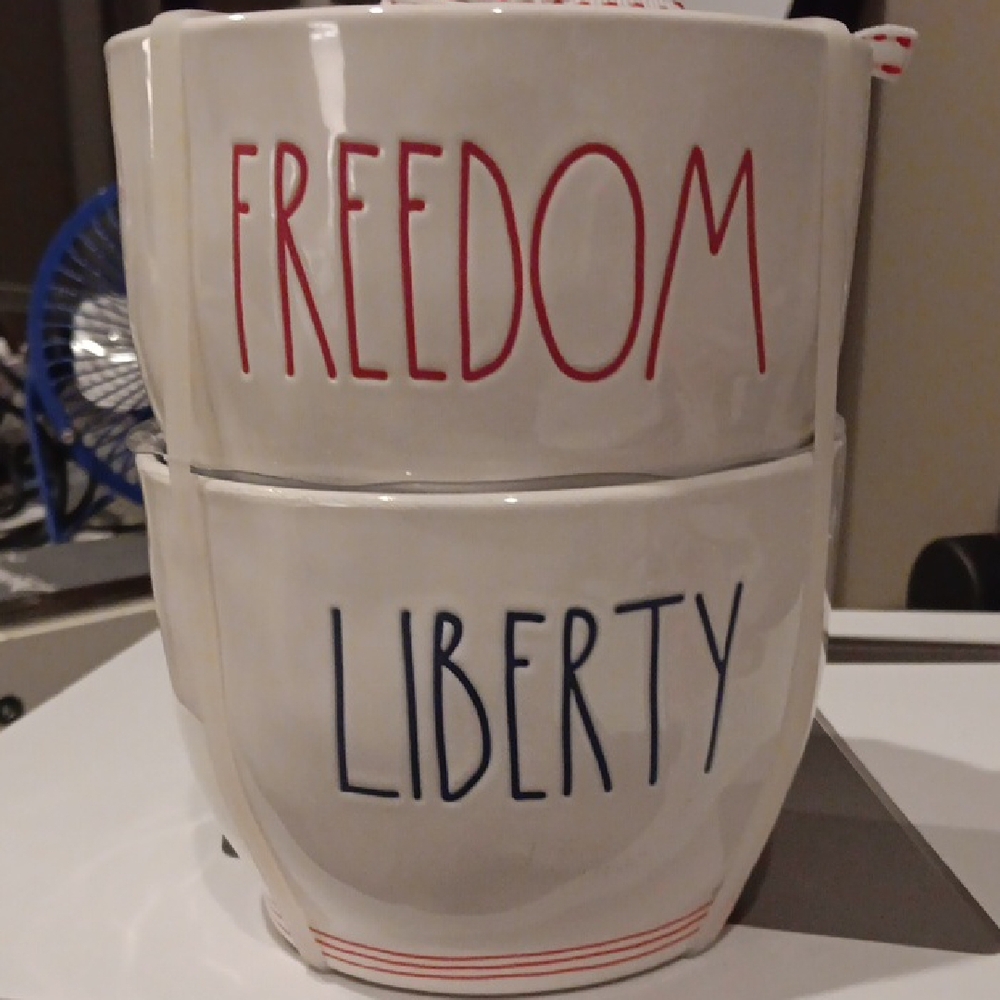 Rae Dunn Freedom and Liberty Stacking Bowls - Red and Blue